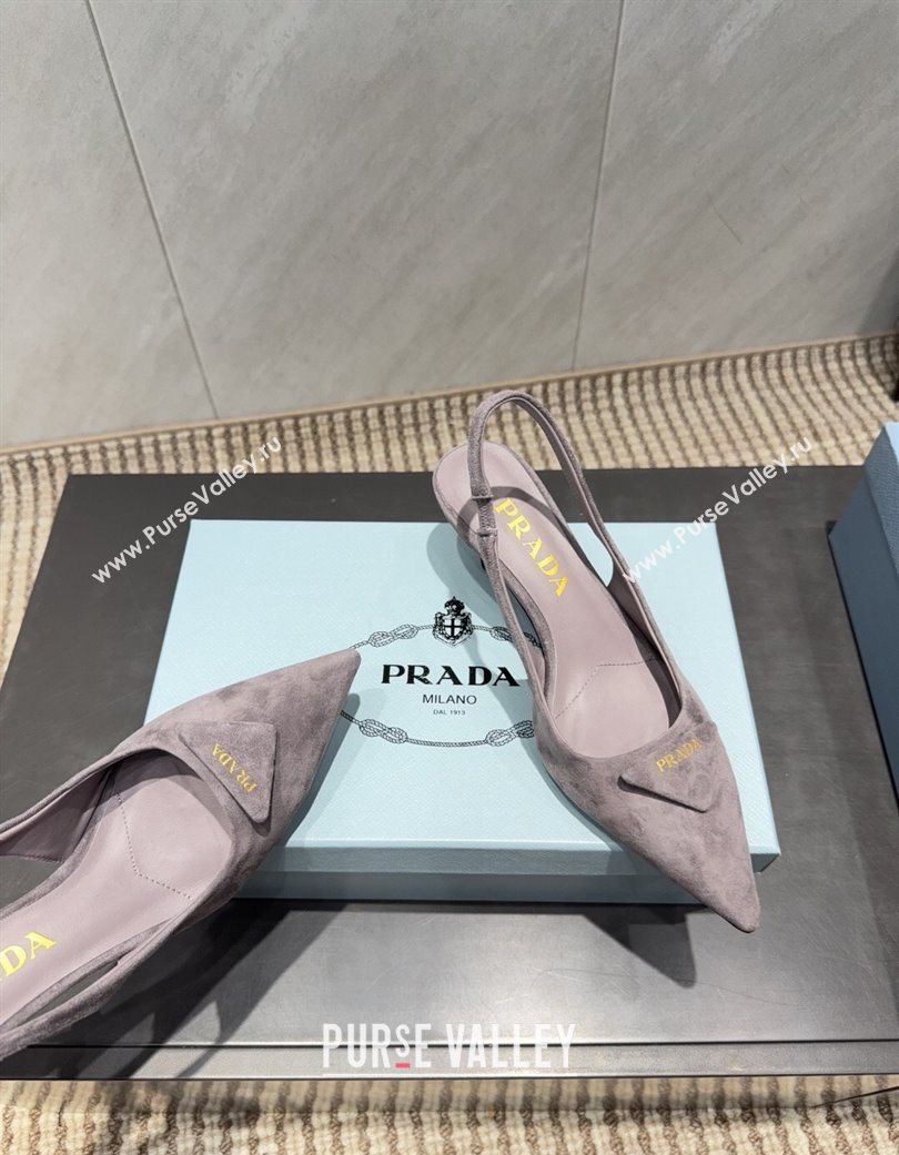 Prada Suede Slingbacks Pump 5.5cm Grey 2025 1I901M 1205 (MD-251205048)