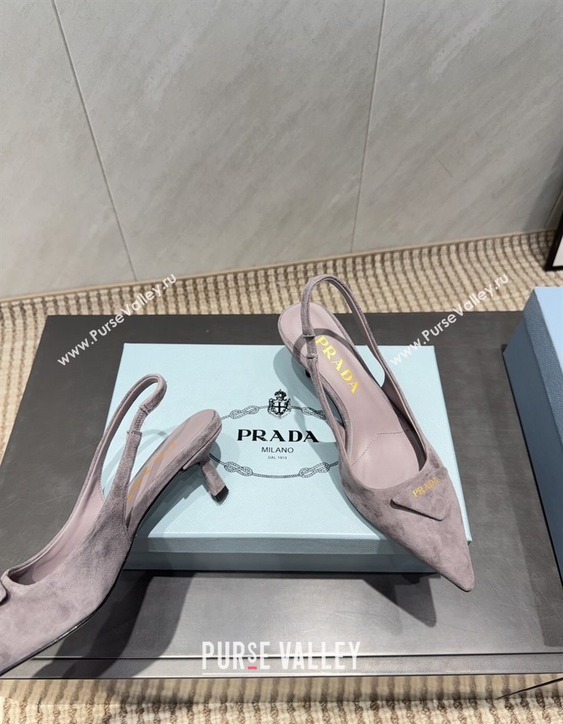Prada Suede Slingbacks Pump 5.5cm Grey 2025 1I901M 1205 (MD-251205048)