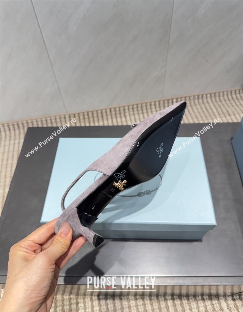 Prada Suede Slingbacks Pump 5.5cm Grey 2025 1I901M 1205 (MD-251205048)