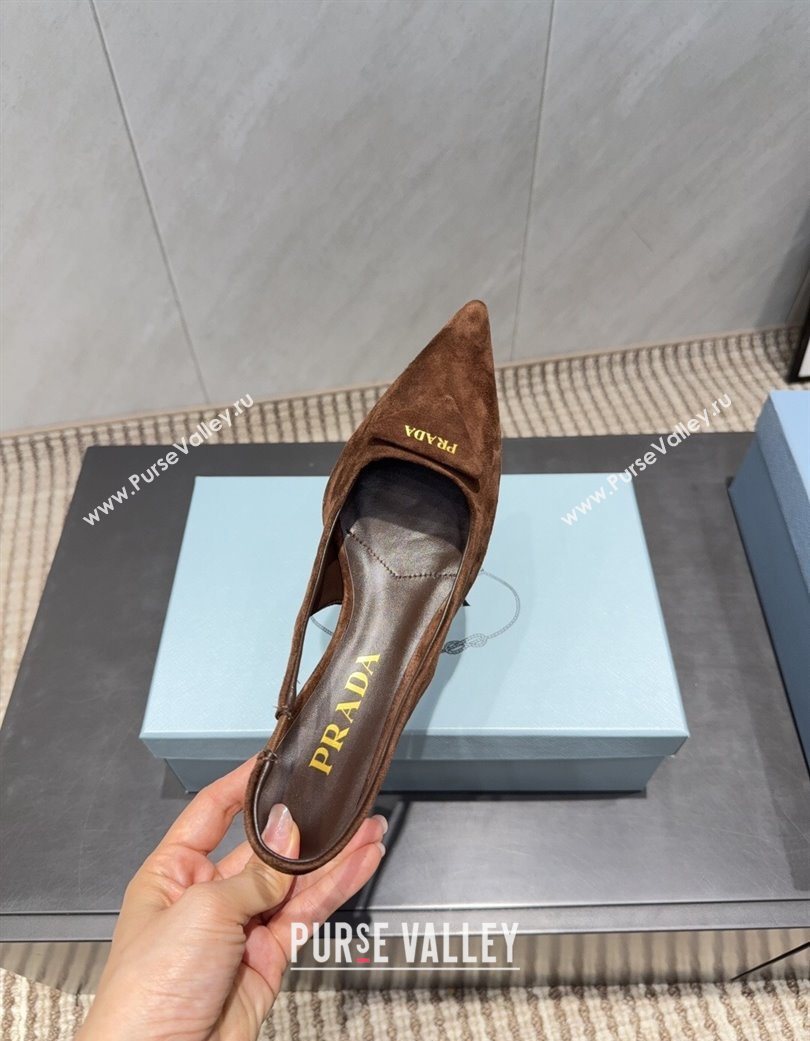 Prada Suede Slingbacks Pump 5.5cm Brown 2025 1I901M 1205 (MD-251205049)