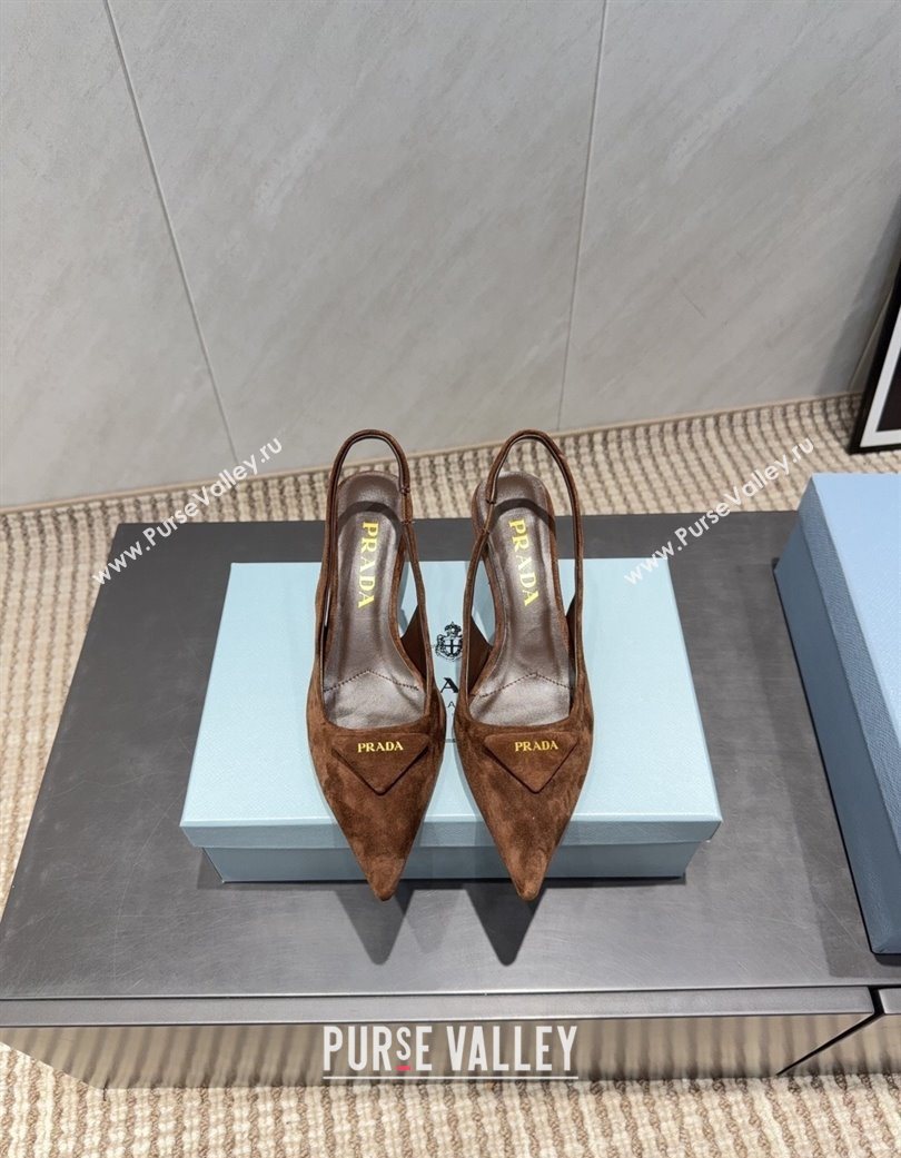 Prada Suede Slingbacks Pump 5.5cm Brown 2025 1I901M 1205 (MD-251205049)