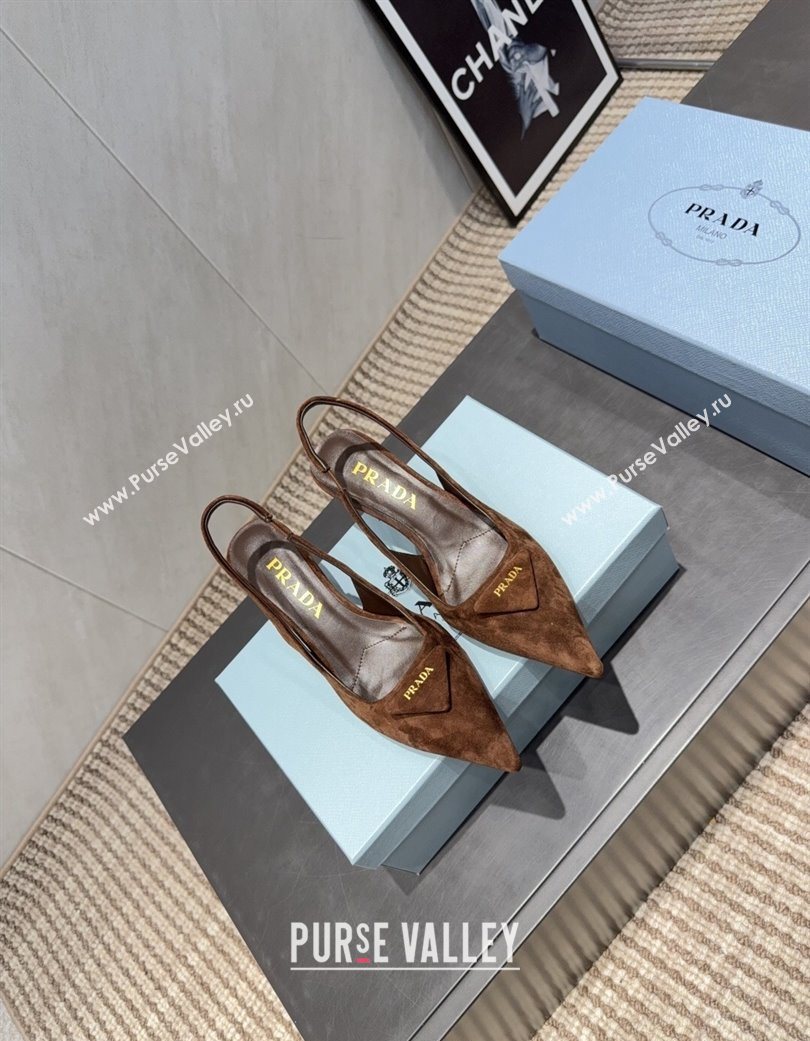Prada Suede Slingbacks Pump 5.5cm Brown 2025 1I901M 1205 (MD-251205049)