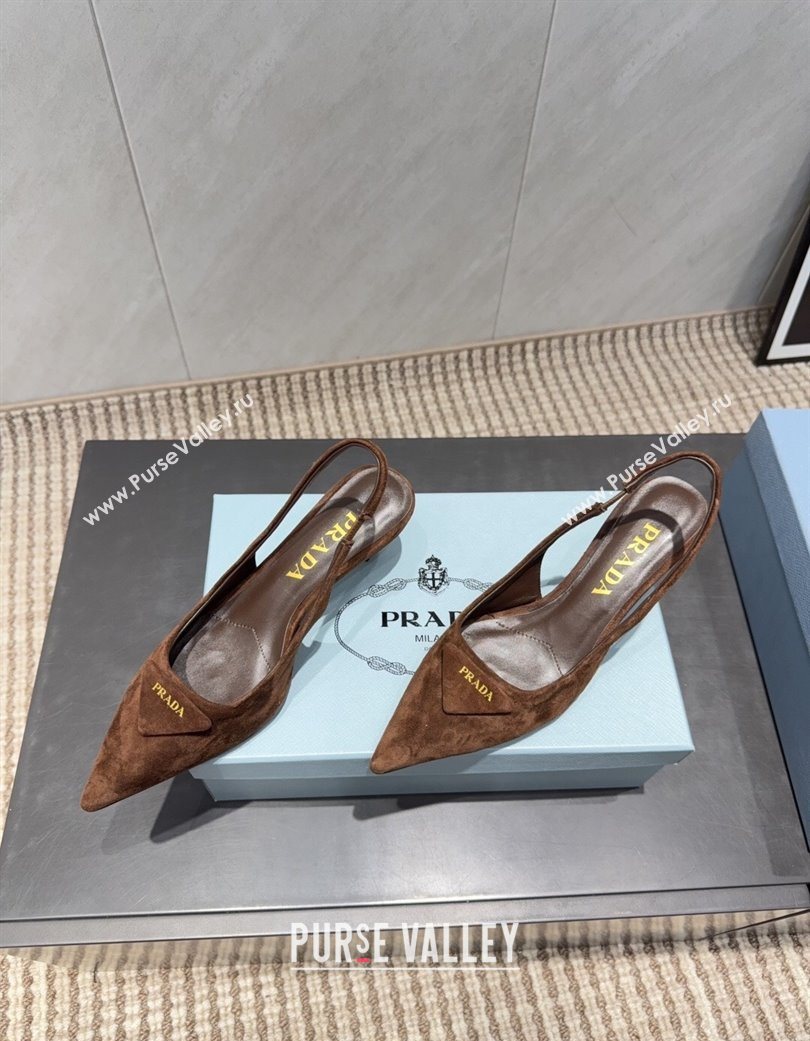 Prada Suede Slingbacks Pump 5.5cm Brown 2025 1I901M 1205 (MD-251205049)