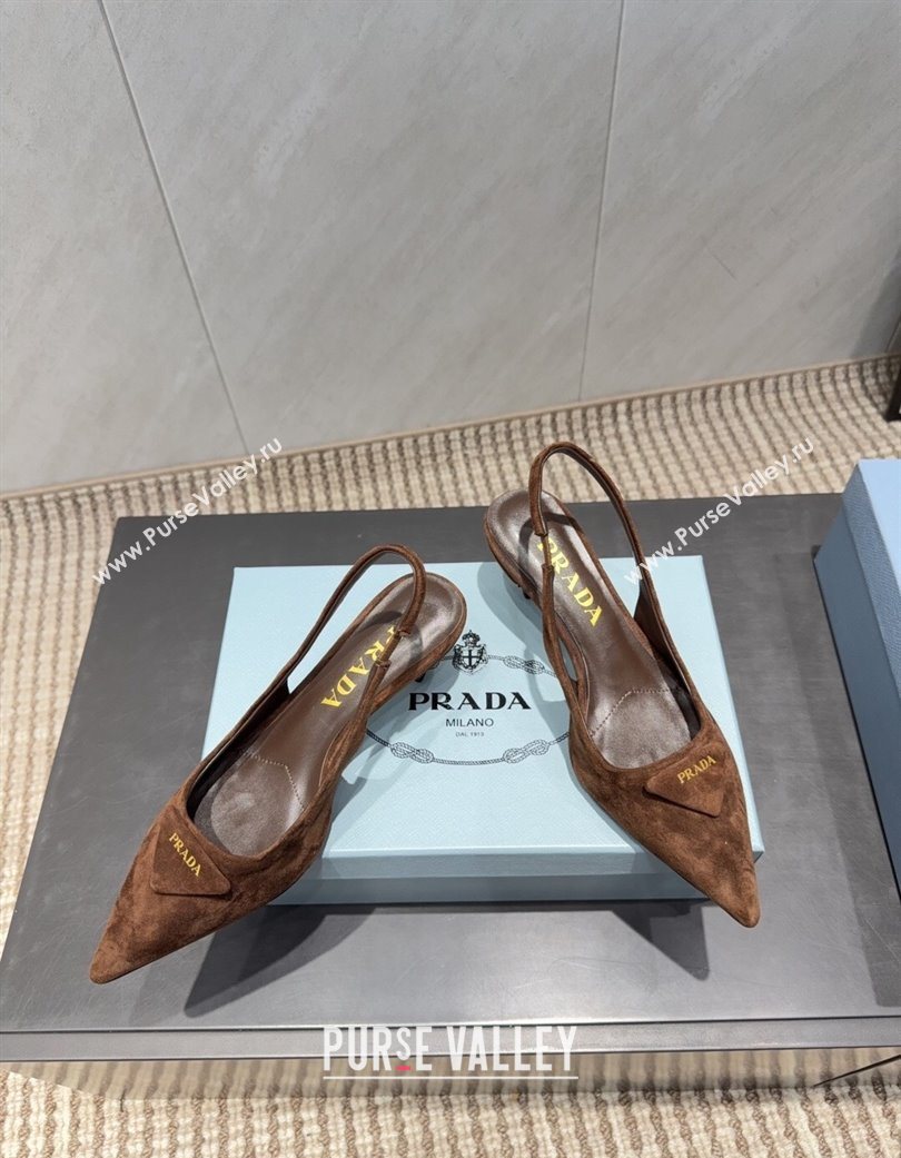 Prada Suede Slingbacks Pump 5.5cm Brown 2025 1I901M 1205 (MD-251205049)