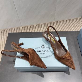 Prada Suede Slingbacks Pump 5.5cm Brown 2025 1I901M 1205 (MD-251205049)