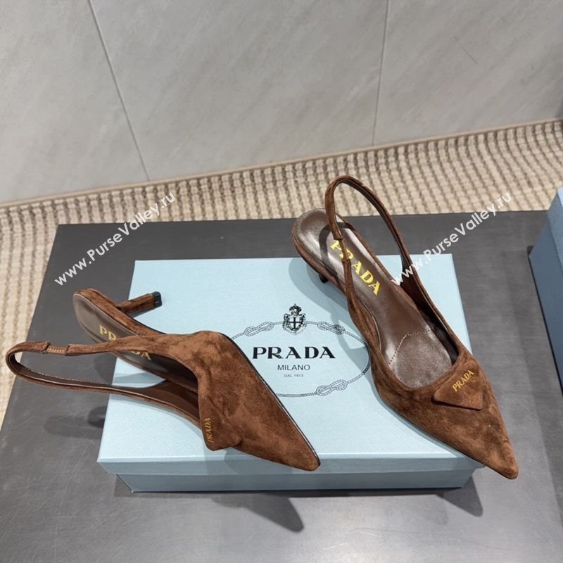 Prada Suede Slingbacks Pump 5.5cm Brown 2025 1I901M 1205 (MD-251205049)