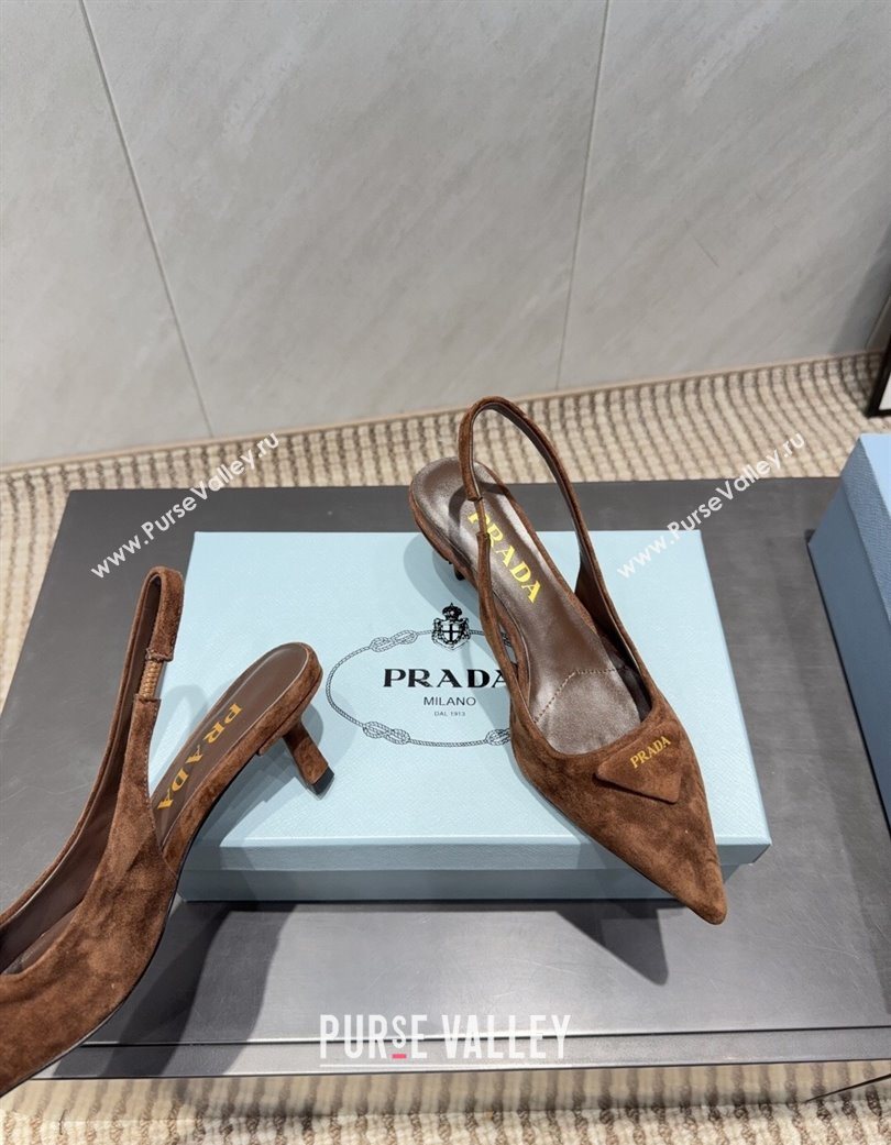 Prada Suede Slingbacks Pump 5.5cm Brown 2025 1I901M 1205 (MD-251205049)