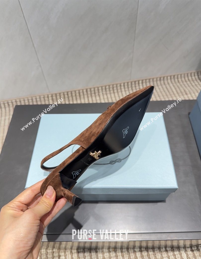 Prada Suede Slingbacks Pump 5.5cm Brown 2025 1I901M 1205 (MD-251205049)