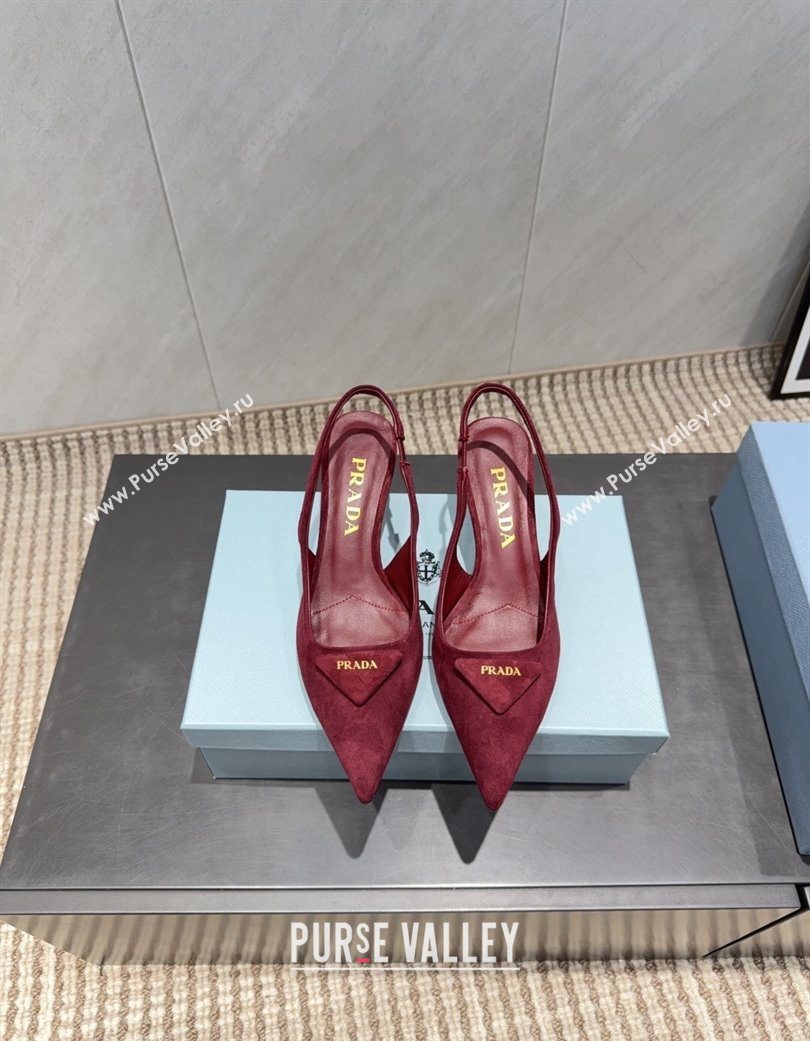 Prada Suede Slingbacks Pump 5.5cm Red 2025 1I901M 1205 (MD-251205050)