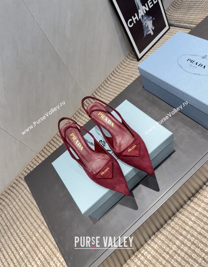 Prada Suede Slingbacks Pump 5.5cm Red 2025 1I901M 1205 (MD-251205050)