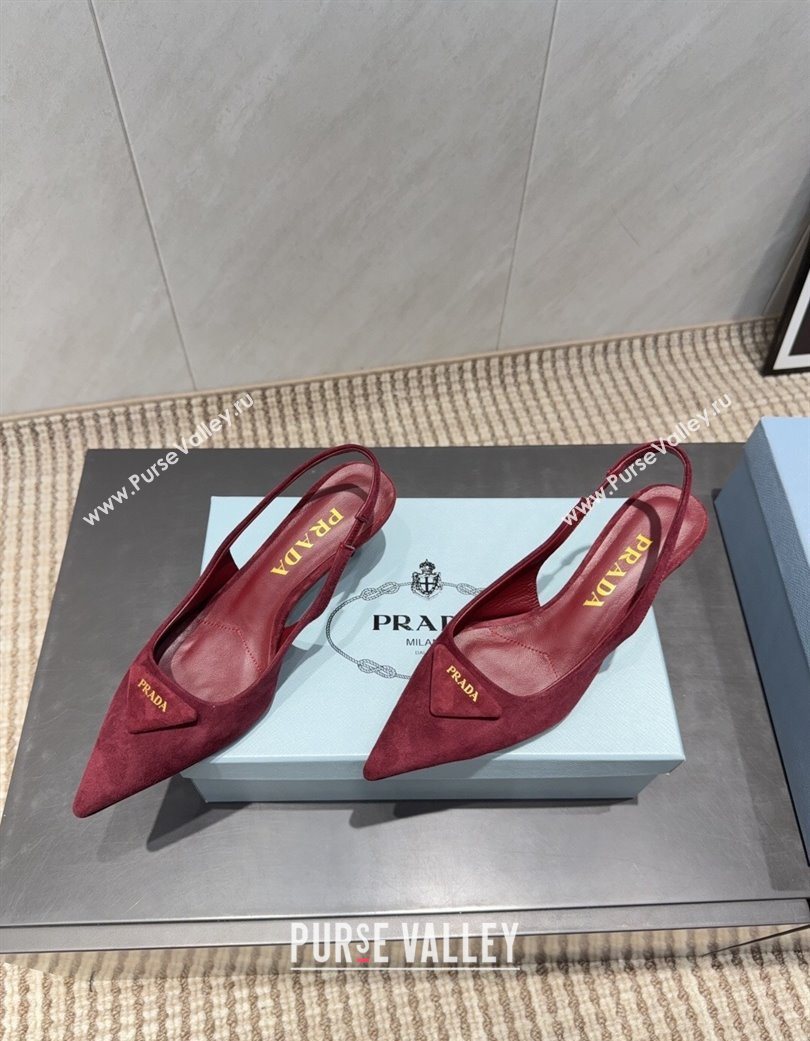 Prada Suede Slingbacks Pump 5.5cm Red 2025 1I901M 1205 (MD-251205050)