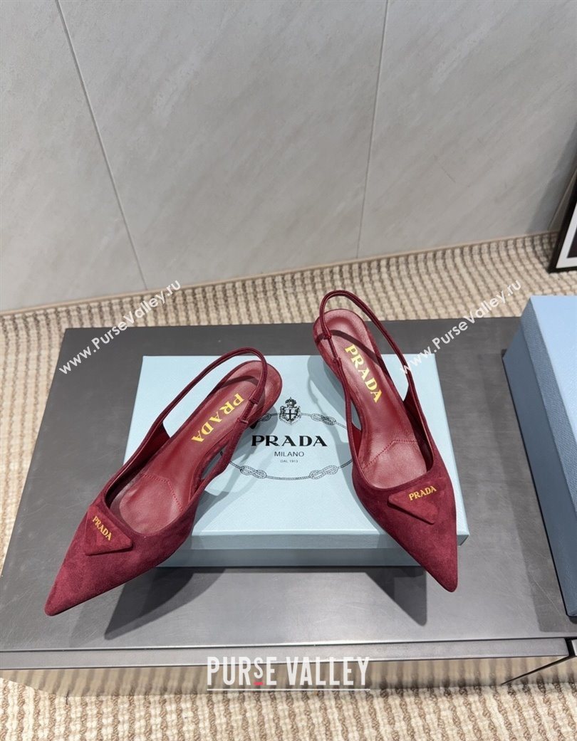 Prada Suede Slingbacks Pump 5.5cm Red 2025 1I901M 1205 (MD-251205050)