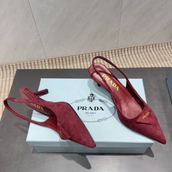 Prada Suede Slingbacks Pump 5.5cm Red 2025 1I901M 1205 (MD-251205050)