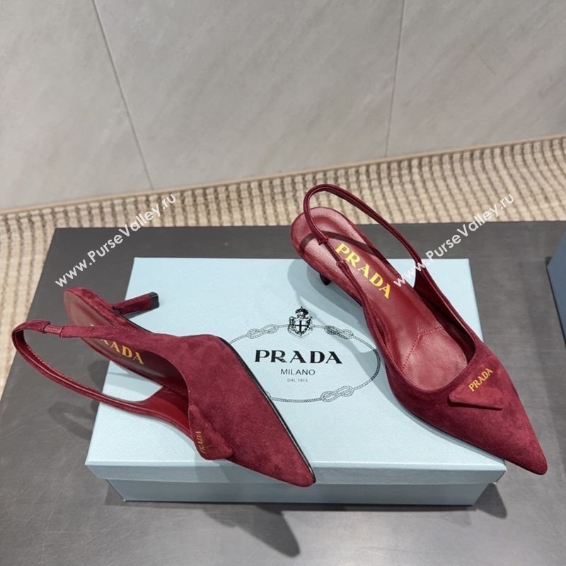 Prada Suede Slingbacks Pump 5.5cm Red 2025 1I901M 1205 (MD-251205050)