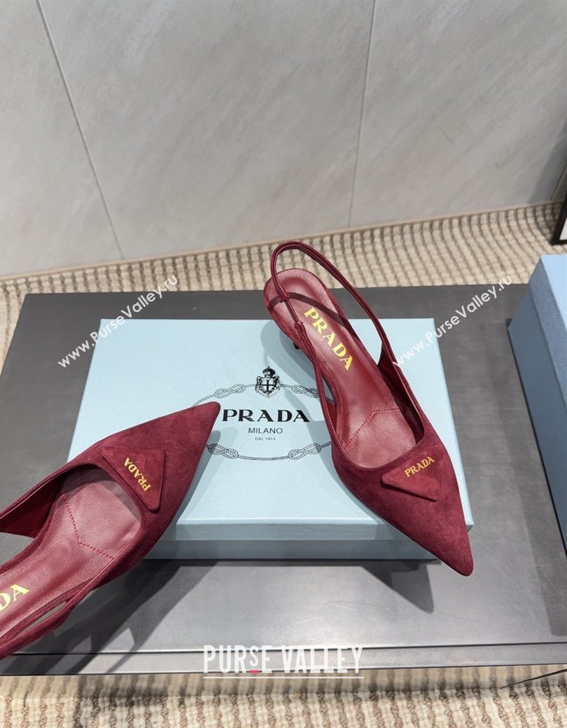 Prada Suede Slingbacks Pump 5.5cm Red 2025 1I901M 1205 (MD-251205050)