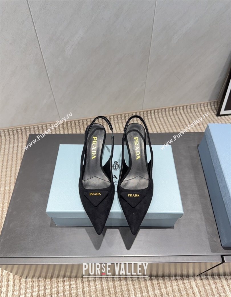 Prada Suede Slingbacks Pump 5.5cm Black 2025 1I901M 1205 (MD-251205051)
