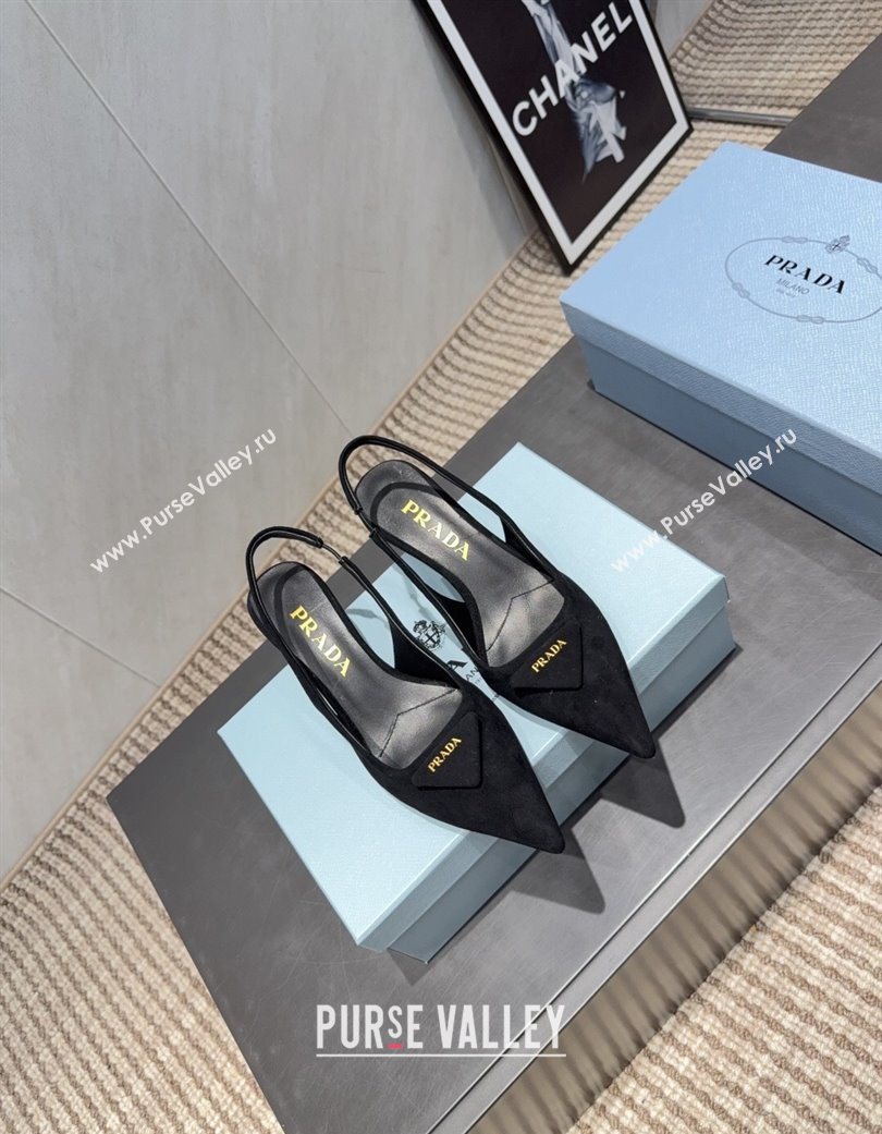 Prada Suede Slingbacks Pump 5.5cm Black 2025 1I901M 1205 (MD-251205051)