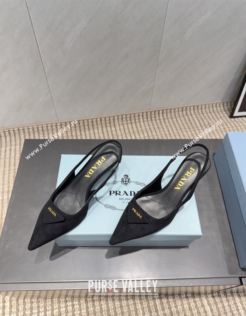 Prada Suede Slingbacks Pump 5.5cm Black 2025 1I901M 1205 (MD-251205051)