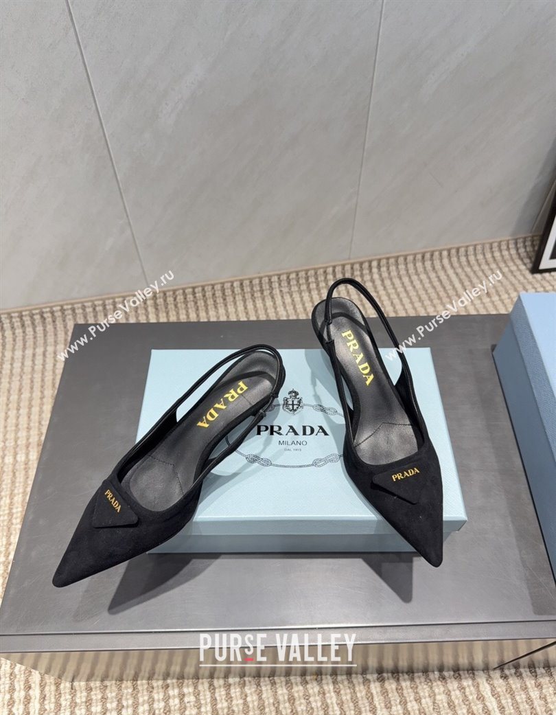 Prada Suede Slingbacks Pump 5.5cm Black 2025 1I901M 1205 (MD-251205051)