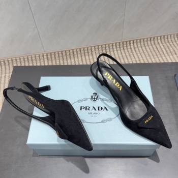 Prada Suede Slingbacks Pump 5.5cm Black 2025 1I901M 1205 (MD-251205051)