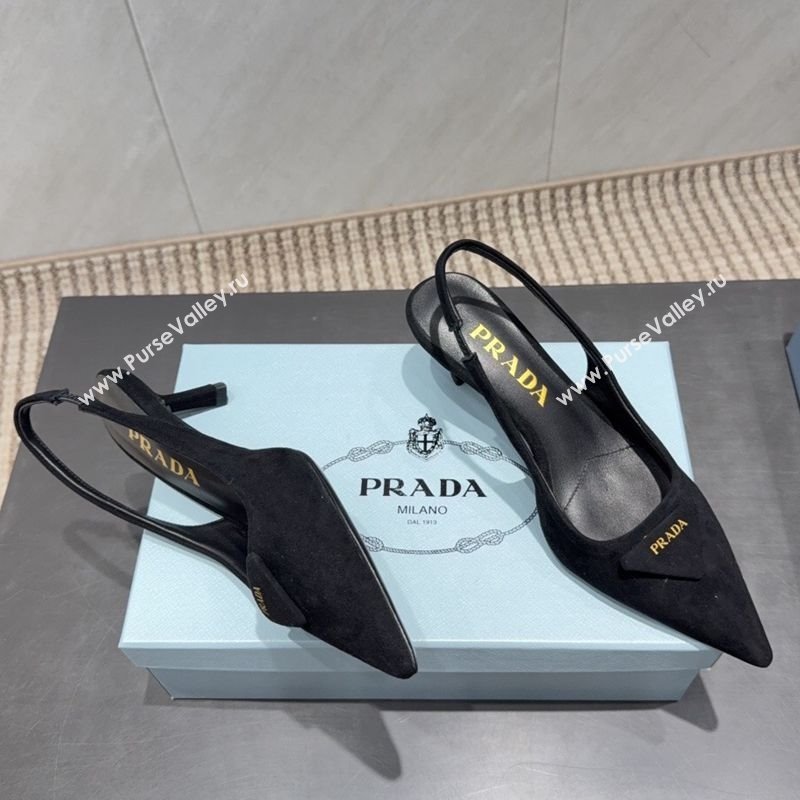 Prada Suede Slingbacks Pump 5.5cm Black 2025 1I901M 1205 (MD-251205051)