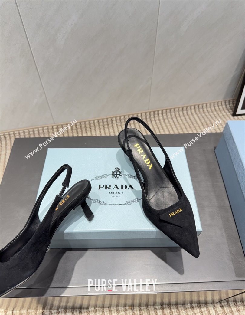Prada Suede Slingbacks Pump 5.5cm Black 2025 1I901M 1205 (MD-251205051)