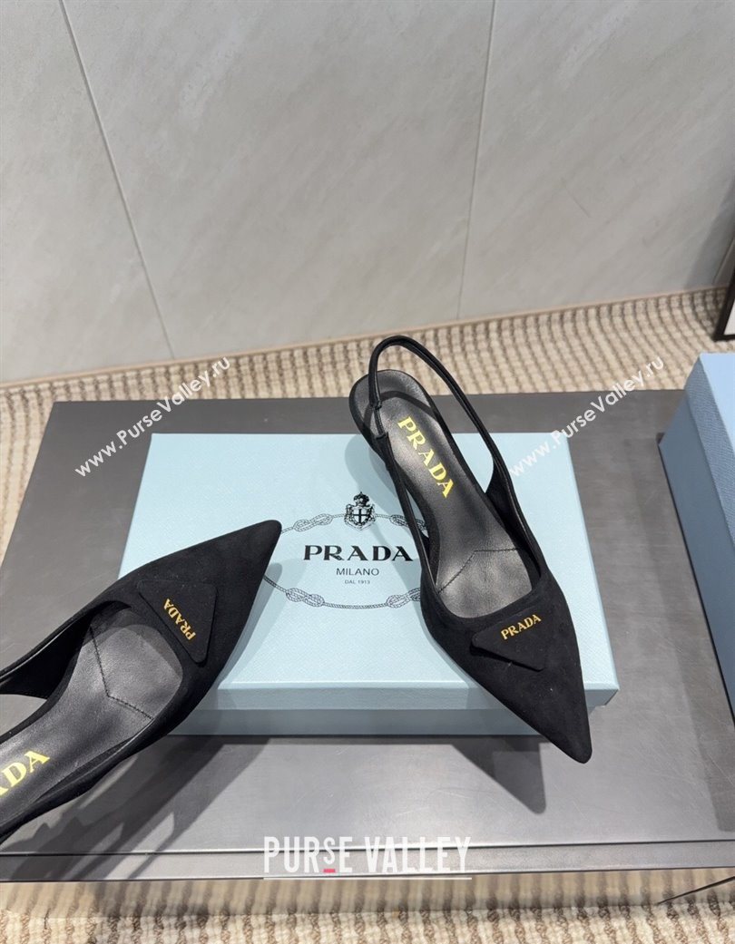 Prada Suede Slingbacks Pump 5.5cm Black 2025 1I901M 1205 (MD-251205051)