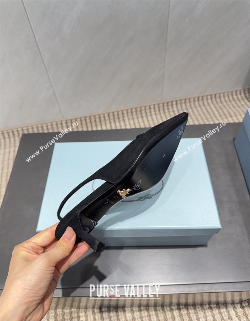 Prada Suede Slingbacks Pump 5.5cm Black 2025 1I901M 1205 (MD-251205051)