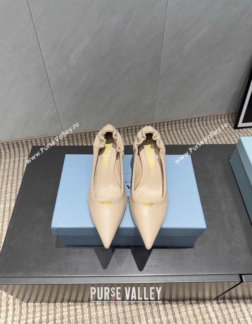 Prada Leather Elastic Heel Pumps 5.5cm Nude 2025 1I188O (MD-251205036)