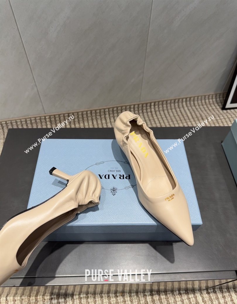 Prada Leather Elastic Heel Pumps 5.5cm Nude 2025 1I188O (MD-251205036)