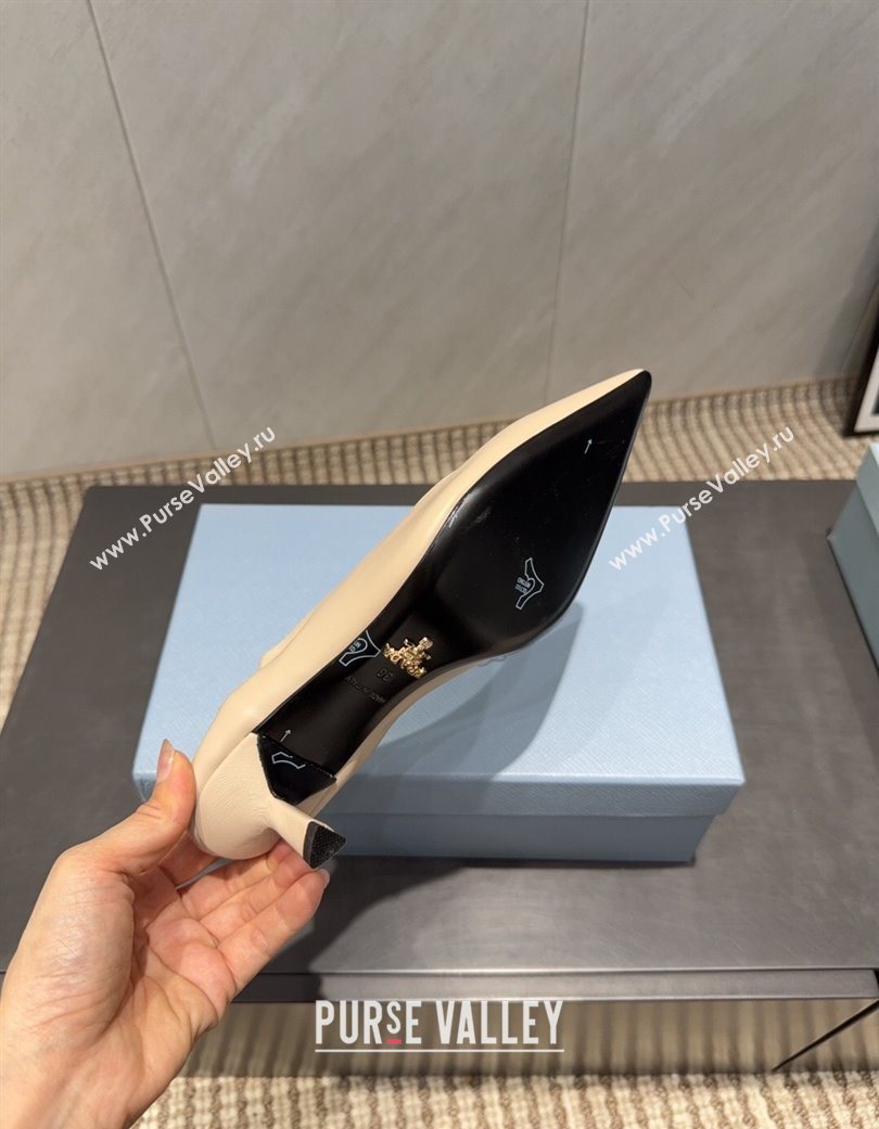 Prada Leather Elastic Heel Pumps 5.5cm Nude 2025 1I188O (MD-251205036)