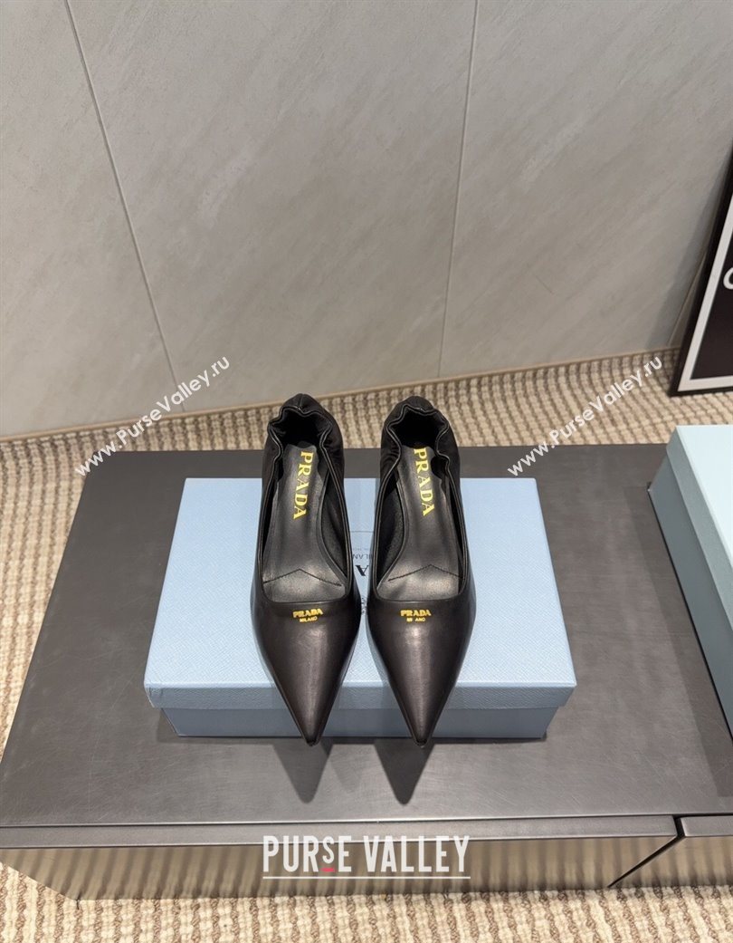 Prada Leather Elastic Heel Pumps 5.5cm Black 2025 1I188O (MD-251205039)