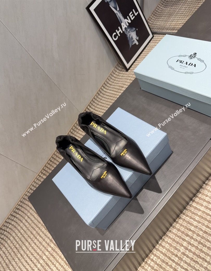Prada Leather Elastic Heel Pumps 5.5cm Black 2025 1I188O (MD-251205039)