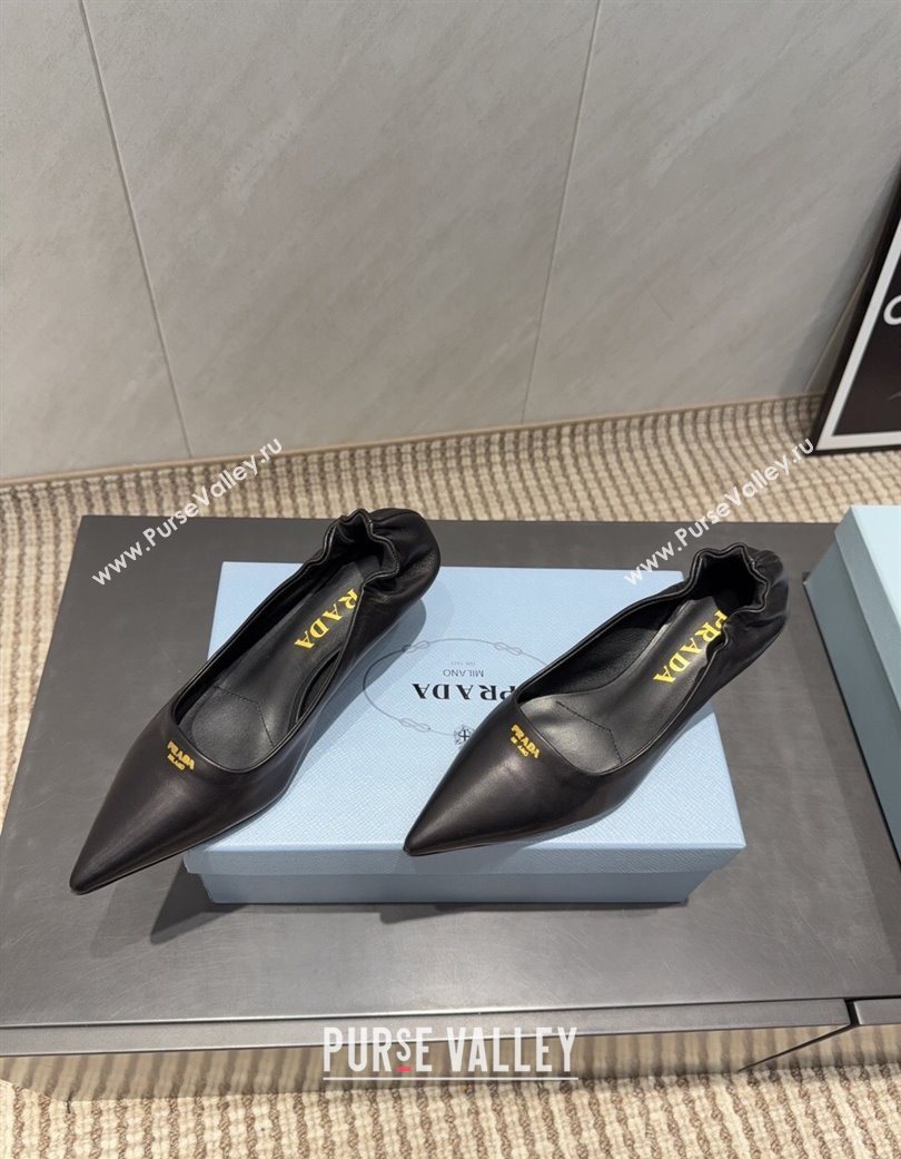 Prada Leather Elastic Heel Pumps 5.5cm Black 2025 1I188O (MD-251205039)