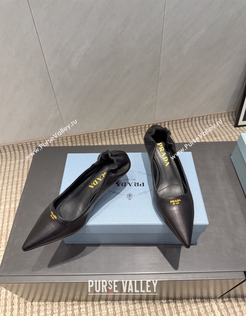 Prada Leather Elastic Heel Pumps 5.5cm Black 2025 1I188O (MD-251205039)