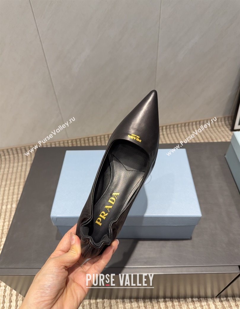 Prada Leather Elastic Heel Pumps 5.5cm Black 2025 1I188O (MD-251205039)