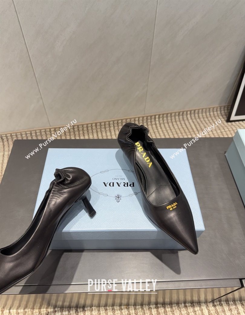 Prada Leather Elastic Heel Pumps 5.5cm Black 2025 1I188O (MD-251205039)