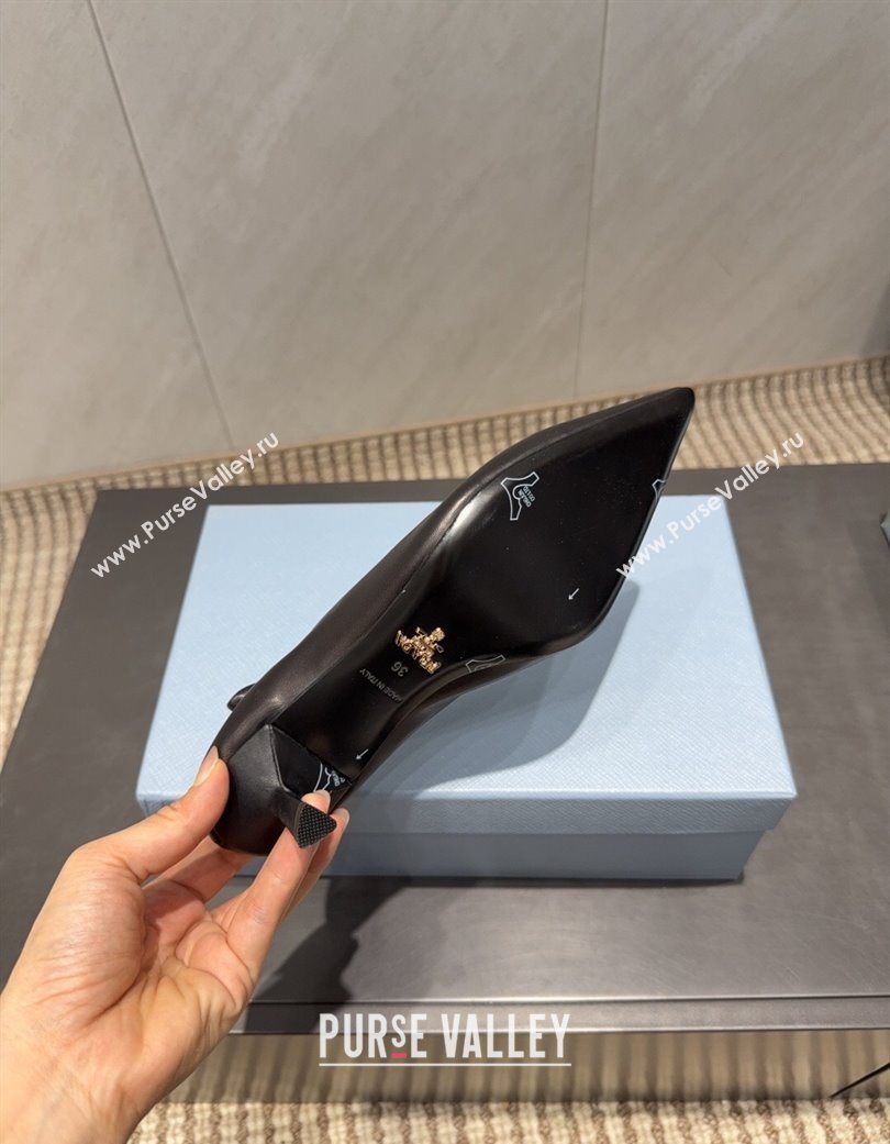 Prada Leather Elastic Heel Pumps 5.5cm Black 2025 1I188O (MD-251205039)