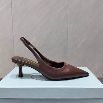 Prada Leather Slingbacks Pump 5.5cm Dark Brown 2025 PR120503 (MD-251205053)
