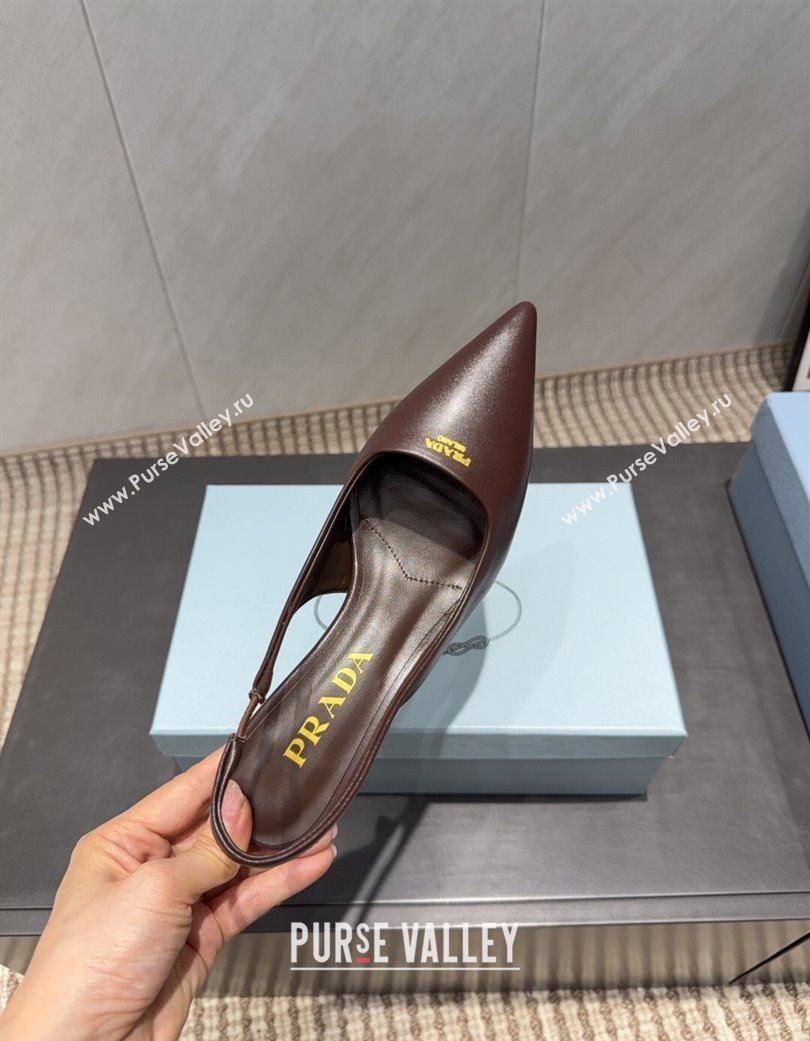 Prada Leather Slingbacks Pump 5.5cm Dark Brown 2025 PR120503 (MD-251205053)