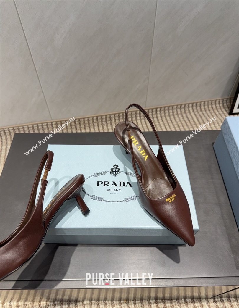 Prada Leather Slingbacks Pump 5.5cm Dark Brown 2025 PR120503 (MD-251205053)