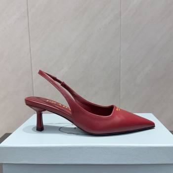 Prada Leather Slingbacks Pump 5.5cm Red 2025 PR120503 (MD-251205054)