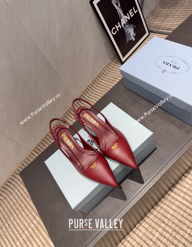 Prada Leather Slingbacks Pump 5.5cm Red 2025 PR120503 (MD-251205054)