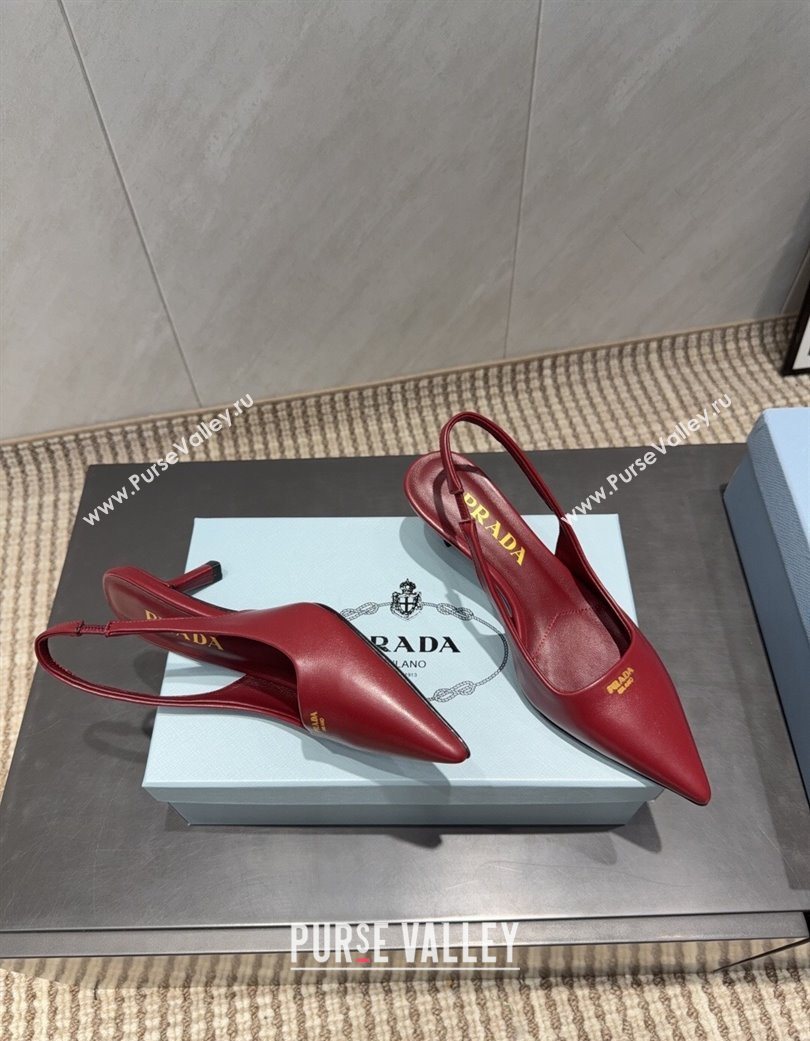 Prada Leather Slingbacks Pump 5.5cm Red 2025 PR120503 (MD-251205054)