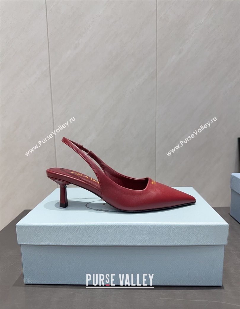 Prada Leather Slingbacks Pump 5.5cm Red 2025 PR120503 (MD-251205054)