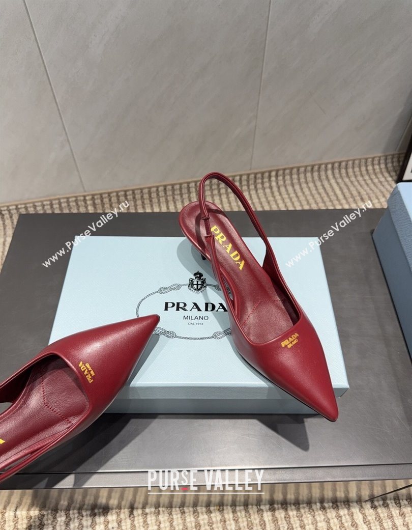 Prada Leather Slingbacks Pump 5.5cm Red 2025 PR120503 (MD-251205054)