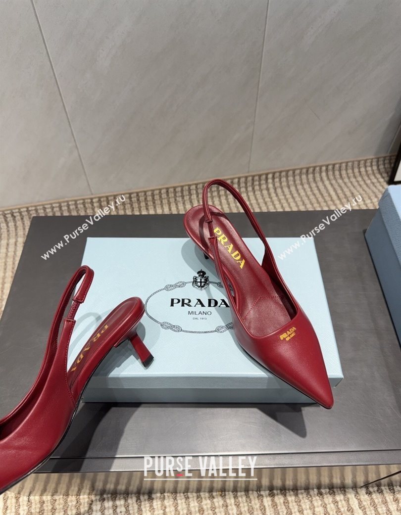 Prada Leather Slingbacks Pump 5.5cm Red 2025 PR120503 (MD-251205054)