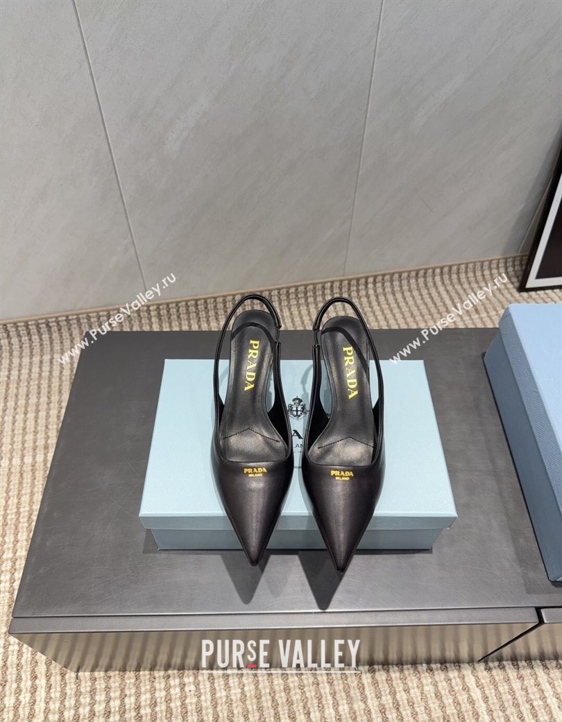 Prada Leather Slingbacks Pump 5.5cm Black 2025 PR120503 (MD-251205055)