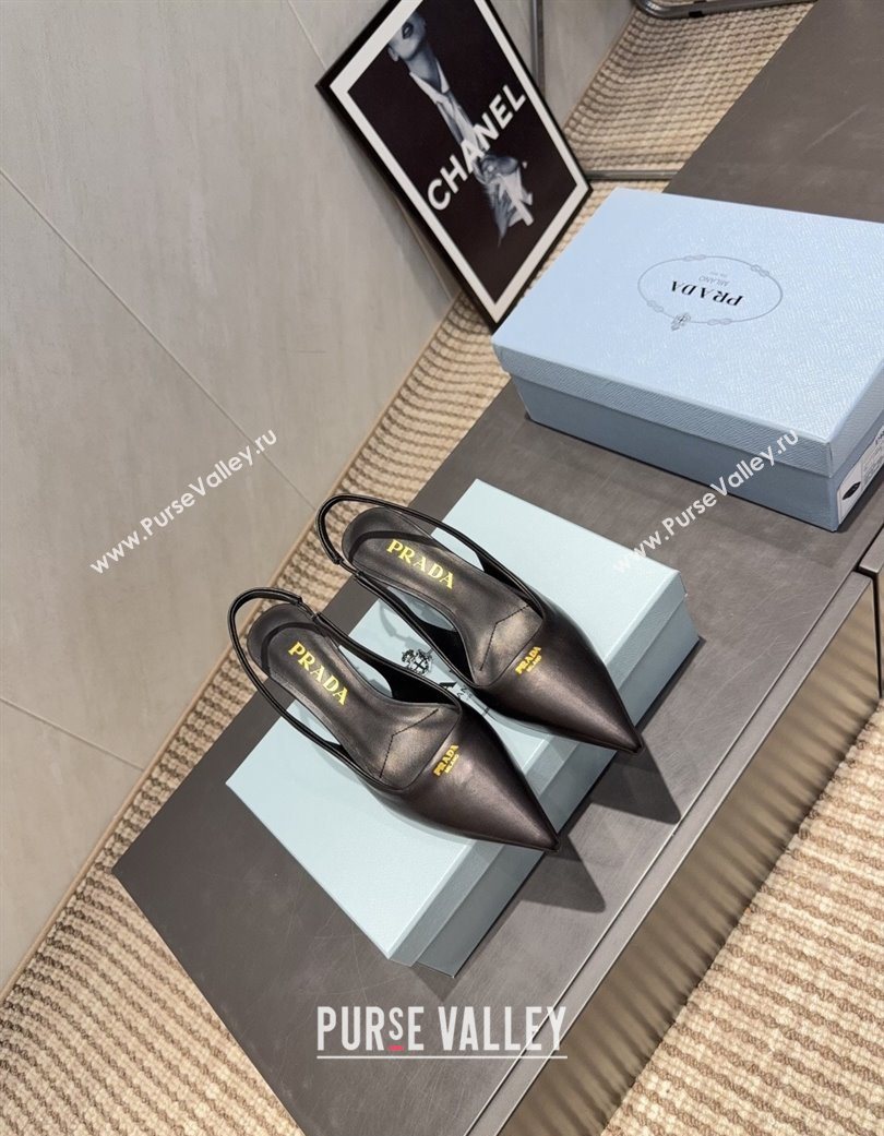 Prada Leather Slingbacks Pump 5.5cm Black 2025 PR120503 (MD-251205055)