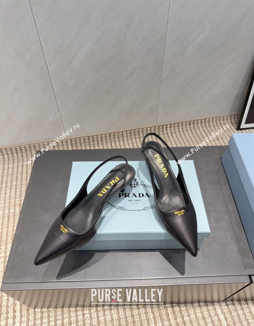 Prada Leather Slingbacks Pump 5.5cm Black 2025 PR120503 (MD-251205055)